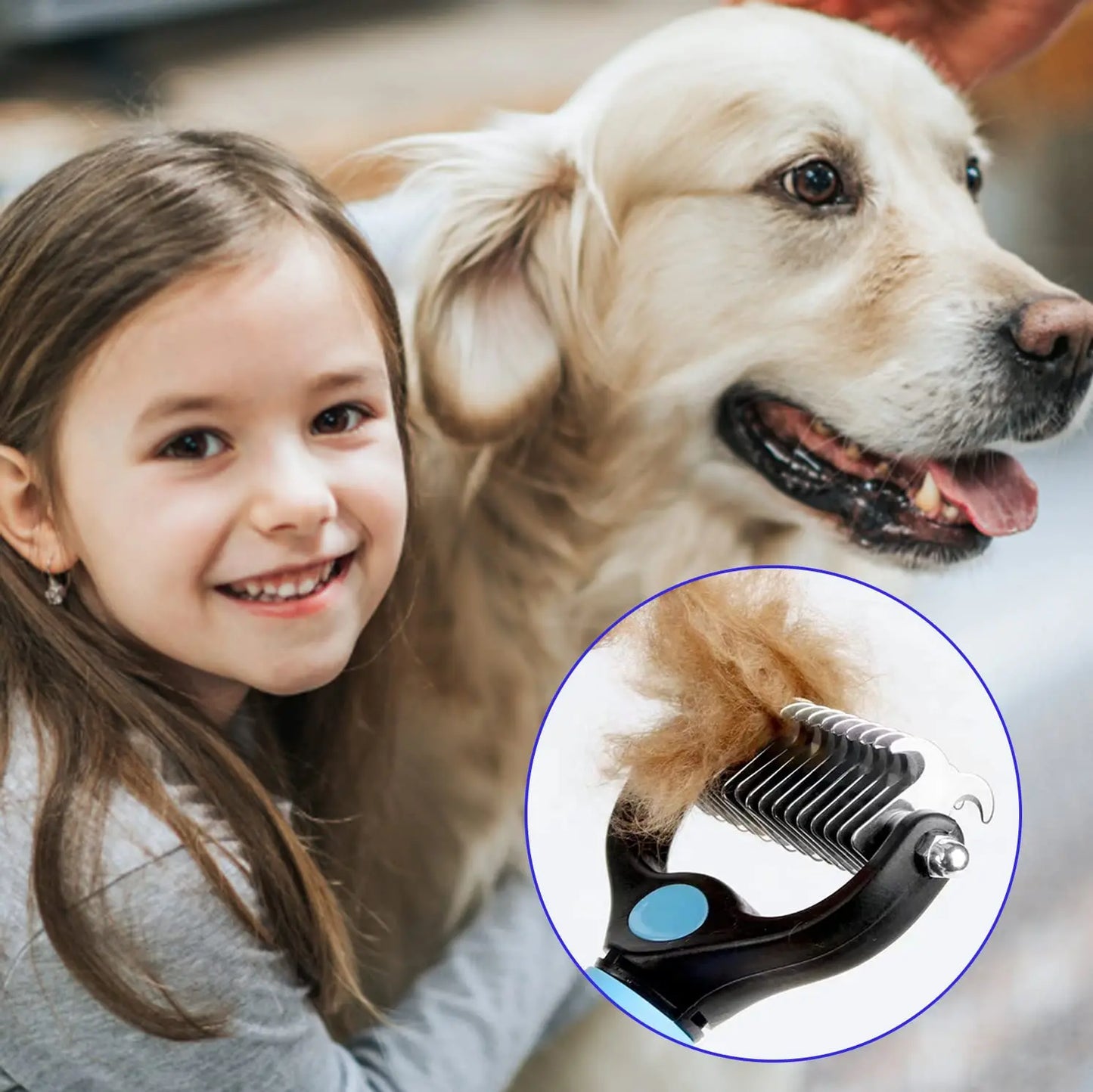 Professional Pet Deshedding Brush and Grooming Comb