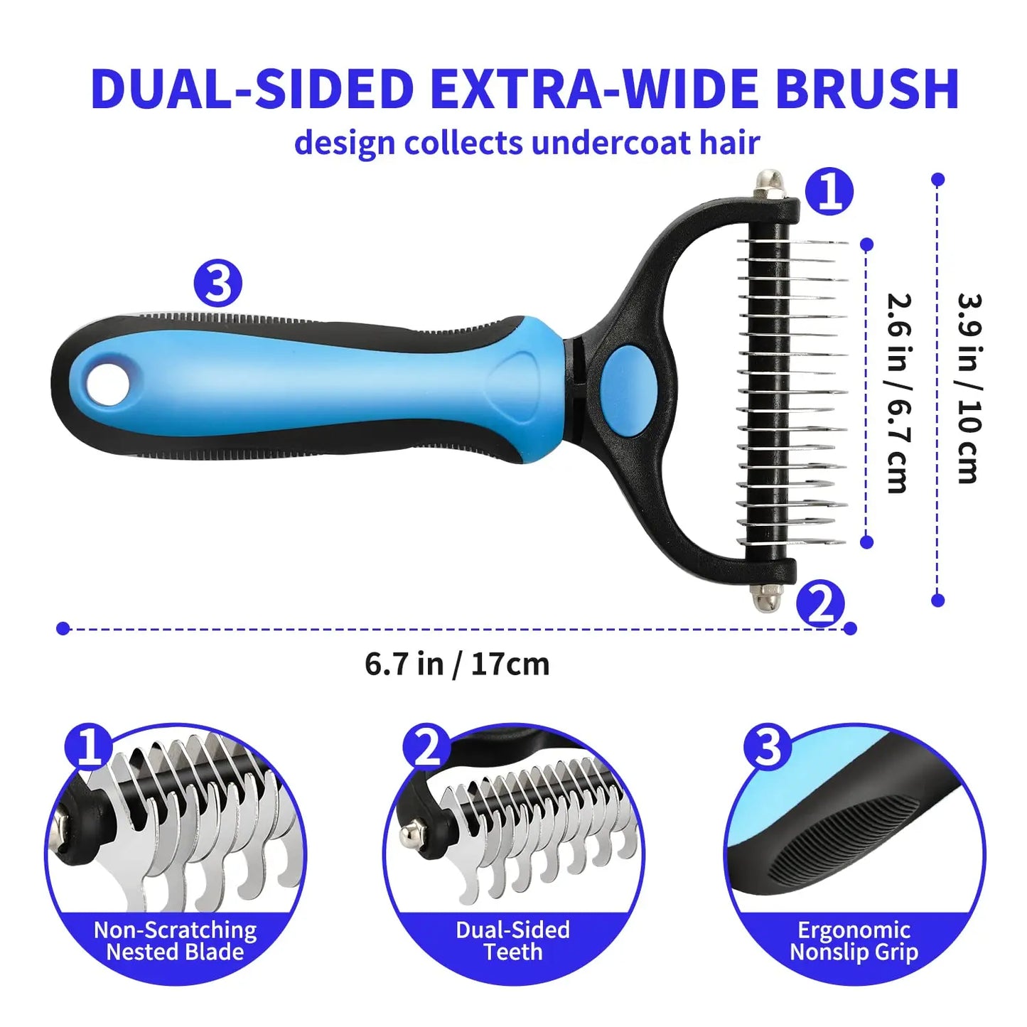 Professional Pet Deshedding Brush and Grooming Comb