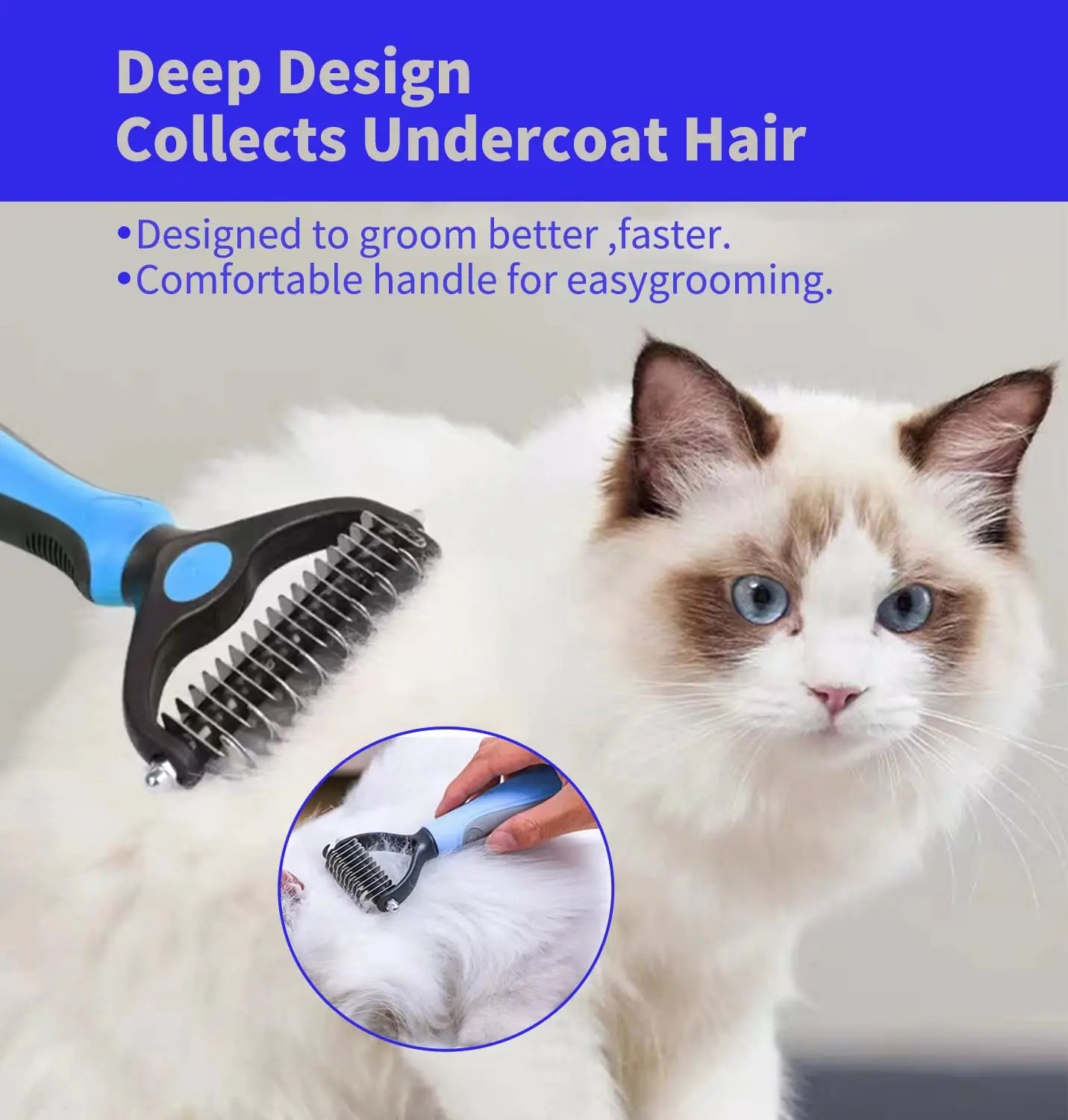 Professional Pet Deshedding Brush and Grooming Comb